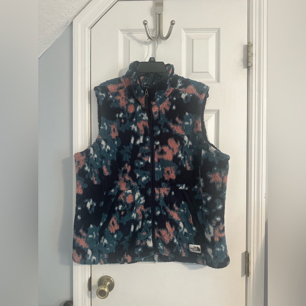 The North Face Blue and Pink Fleece Vest, XXL